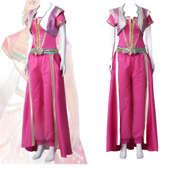 New Movie Aladdin Jasmine Princess Embroidery Cosplay Costume Dresses For Women Girl Halloween Party