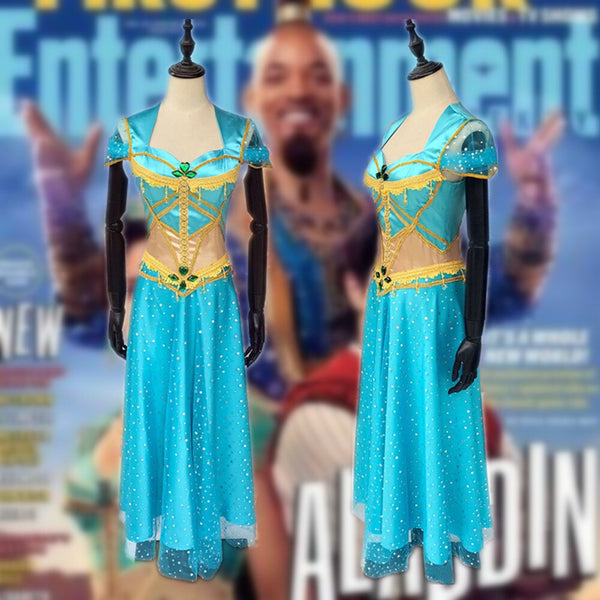 Princess Jasmine Costume Aladdin Cosplay Queen Adult Dress Halloween Carnival Party For Girl Kids Women Disfraz Mujer Dance Suit