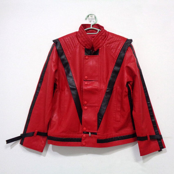 MJ Thriller Faux Leather Red Jacket Cosplay Costume