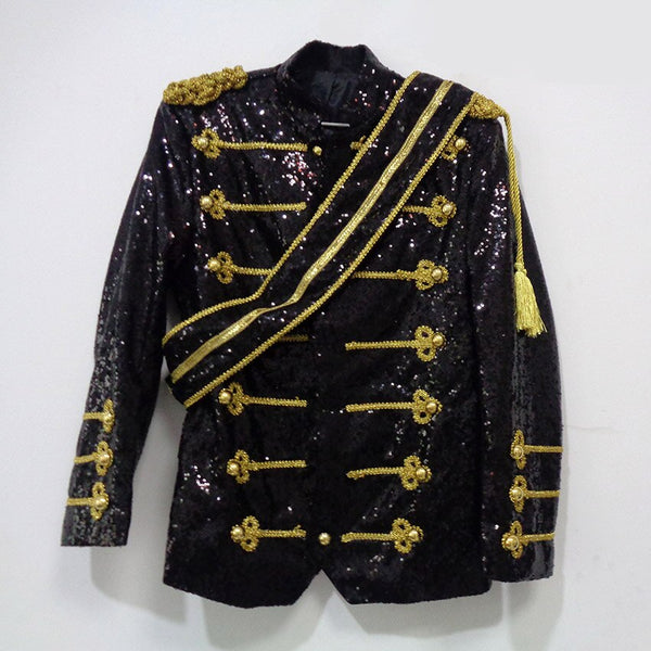 MJ Coat Dance Sequins Suit Jacket Stage Singer Cosplay Costume Halloween Uniform Outfit