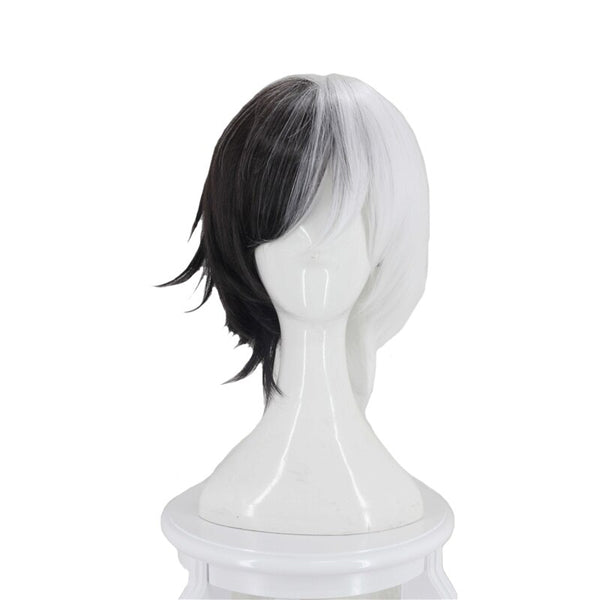 Bungogo and Strayay Dogs Kyuusakuku Yumenono Half Black and White Short Heat Resistance Synthetic Hair Anime Costume Cosplay Wigs+ Wig Cap