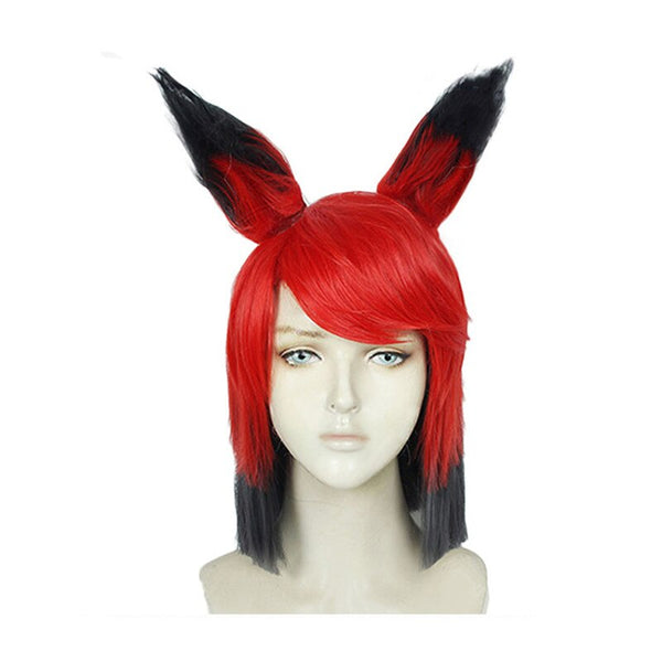Anime Hazbin Hotel IAlastor Wig With Ear Cosplay Costume Heat Resistant Synthetic Hair Men Women Wigs