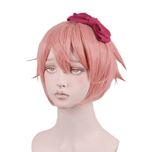 Ddlc Doki Doki Literature Club Sayori Women Pink Short Wig Cosplay Costume Heat Resistant Synthetic Hair Wigs No Headwear