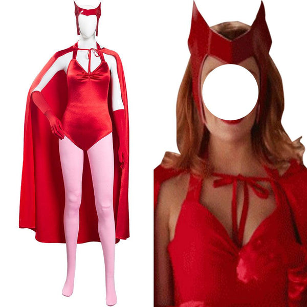 Wandada Vision Scarletet Witchch Wandada Maximoffoff Cosplay Costume Women Jumpsuit Outfits Cape Halloween Carnival Suit