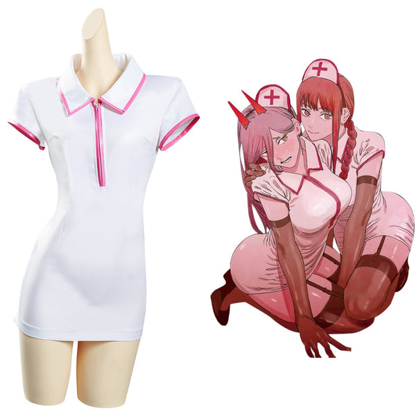 cChainsaw Man Makima Cosplay Power Nurse Uniform Dress Cosplay Costume Outfits Halloween Carnival Suit
