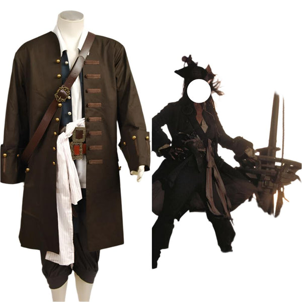 Piratenkostüm Captain Jack Cosplay Sparrow Kostüm Jacke Weste Gürtel Hemd Hose Full Sets Erwachsene Männer Halloween