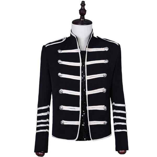Männer Rot Schwarz Slim Fit Cosplay Palace Anzug Blazer Jacke Mantel Bühnenshow Kostüme Punk Rock Sängerin Tänzerin Kleidung