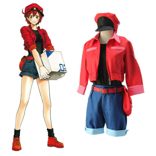 Amine Cells At Work Cosplay Costumes Red Blood Cell Cosplay Hataraku Saibou Halloween Erythrocyte Rbc Custume With Bag