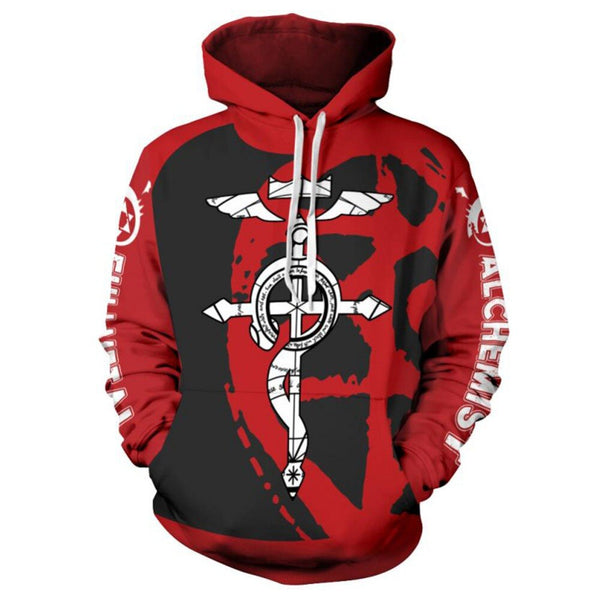 Fullmetal Alchemist Cosplay Hoodie Casual 3D Print Hood Hoodie Sweatshirt Pullover Coat