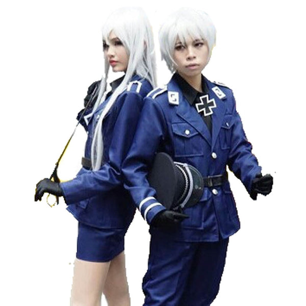 Anime APH Cosplay Axis Powers Hetalia Prussia Cosplay Costume Blue Navy Outfit Men Women Military Uniform