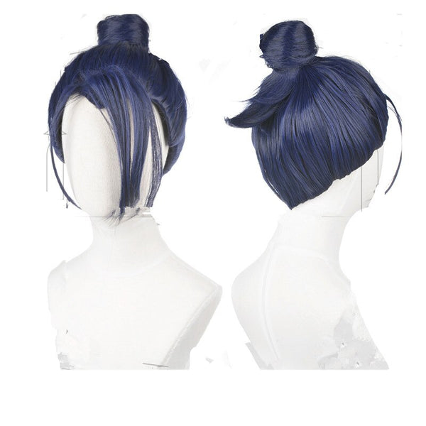 Synthetic Blue Bun Navy Bangs Hair Beauty Tips Halloween Role Play Fire Emblem ThreeHouses Felix Cosplay Wig