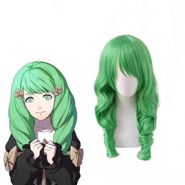 Game Fire Emblem ThreeHouses Cosplay Wigs  FLAYN Cosplay Wig Heat Resistant Synthetic Wig Anime Green Curly Long Hairs Cute