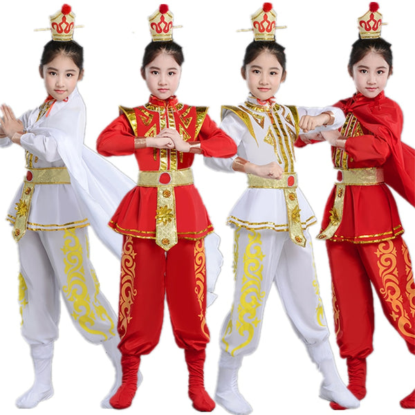 Kids Hua Mulan Cosplay Costumes Traditional Chinese Stage Performance Party Clothing Ancient Soldier Drama Dance Dress 110-160CM