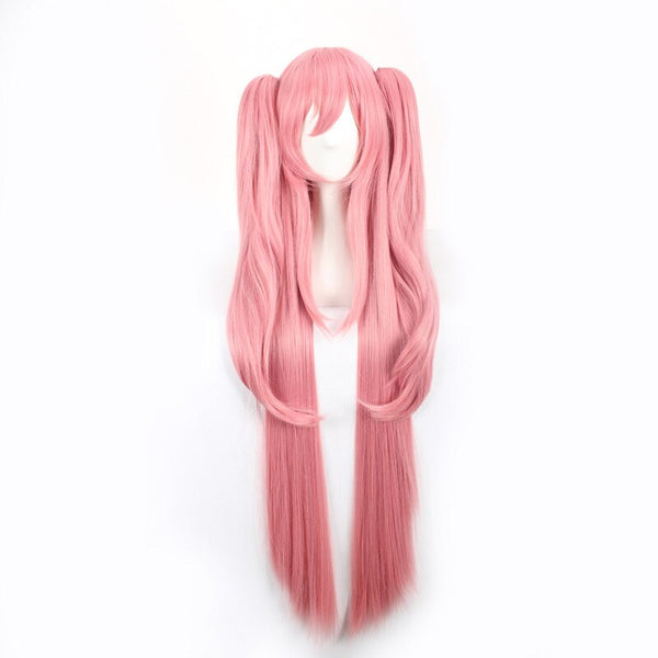 Seraph of the end Krul Tepes Wig Cosplay Props 100cm Pink Wig Hair Two ponytails