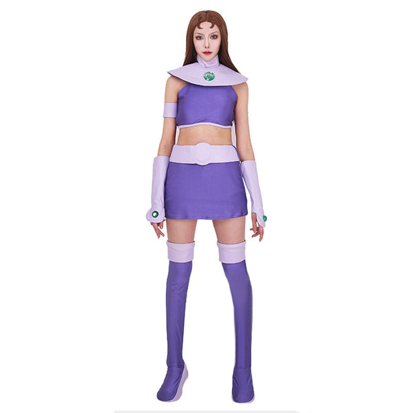 Starfire Cosplay Costume Young Superhero Justice Lady Spandex Suit