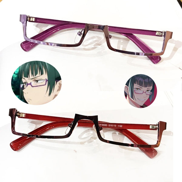 Jujutsusu cos Kaisenen Makiki Zeninin Cosplay Glasses Purple Half Frame Eyeglasses Without Lens Anime Costume Props Accessories