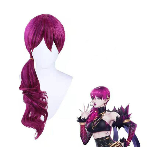 LOLs KDAda New Skin Ahriri Kdada Akalili Rogueue Assassinin Evelynnynn Kaisasa Cosplay Wigs Synthetic Hair + Wig Cap