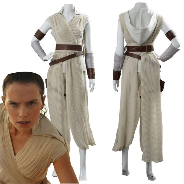 Star Rey Wars Cosplay Kostüm Skywalker Rey Kostüm Erwachsene Jedi Robe Kleid Outfit für Halloween Karneval