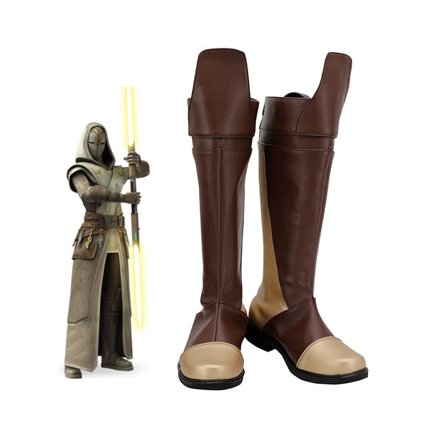 Star Cosplay Wars Jedi Temple Guard Boots Brown PU Leather Shoes Halloween Carnival Party Shoes Prop Custom European Size