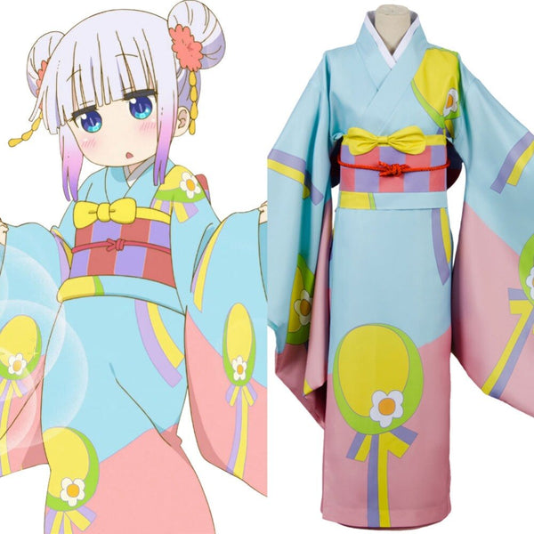 Miss Kobayashi-san Dragon Maid Cosplay Costume Kanna Kamui Kimono Cosplay Full Set Kimono Costume