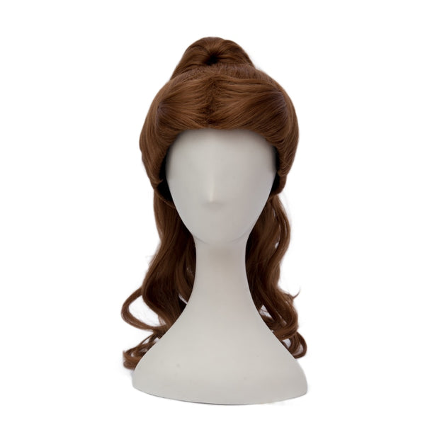 Beauty and the Beast Adult Women's Princess Belle Ponytail Wig Cosplay Brown Hair Buch Pony-tail Belle costume