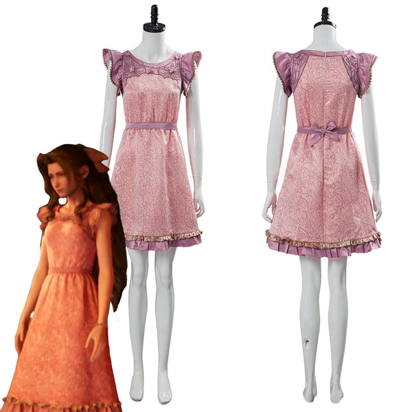 Final Cosplay Fantasy VII 7 Remake Aerithth Wall and Market the Honey a bee Inn Pink Short Dress Cosplay Costume Halloween