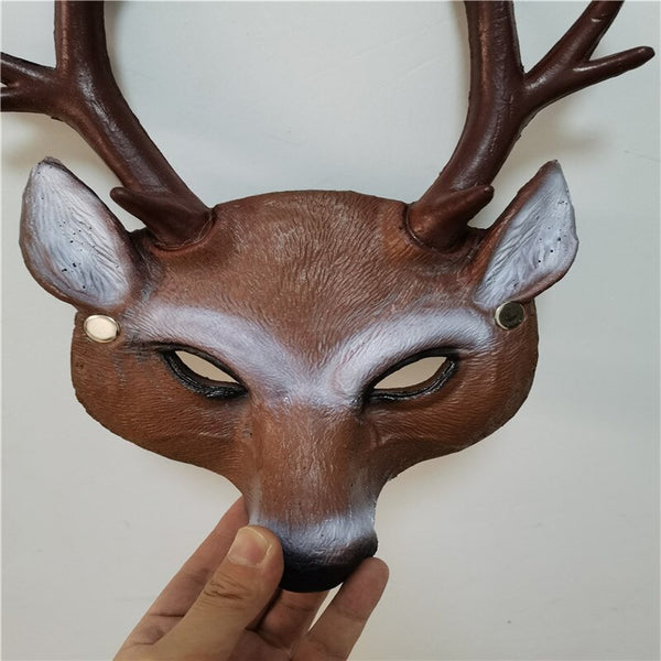 Full Face Deer Mask Cosplay Adult Child Animal Deer Mask Decoration Party Tricky Fun Mask  Halloween Party Fool' Day Gift 33cm