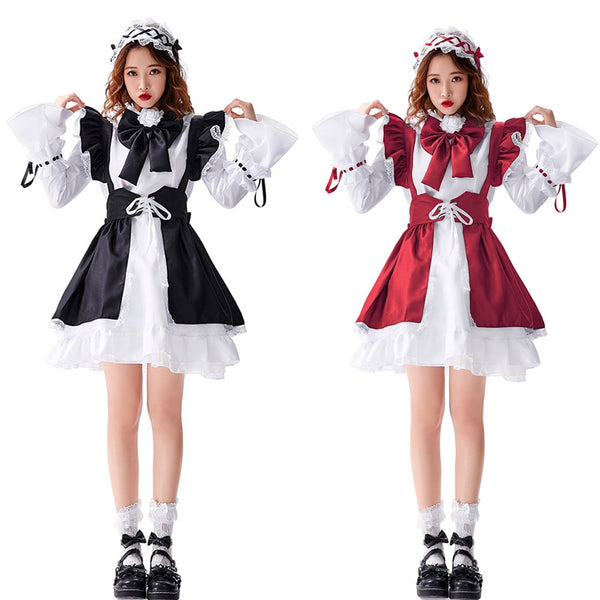 Japanese Lolita Maid Black And White Lolita Women's Dress Small Maid Clothes Stage Performance Cosplay Costume