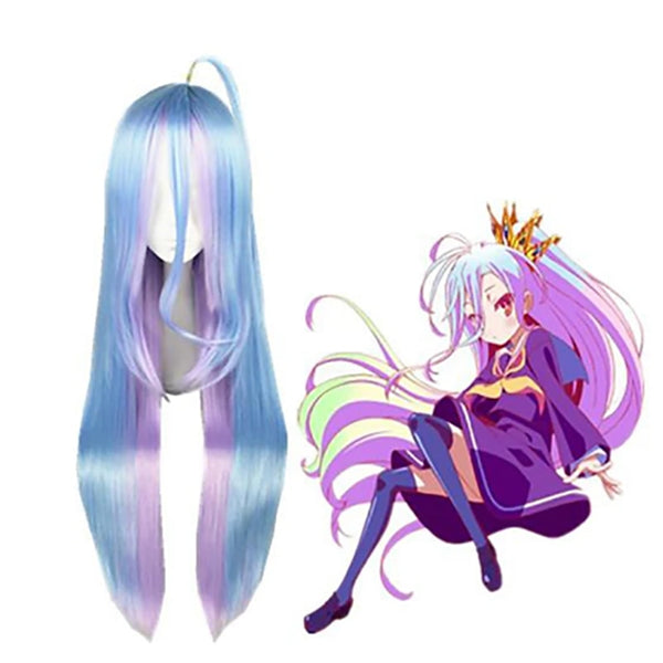 Hair  Shiro from NO GAME NO LIFE Blue Purple Mixed Long Straight Cosplay Wig
