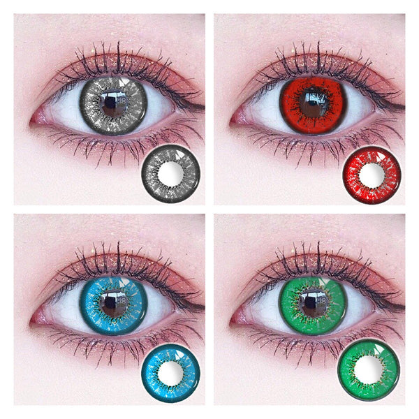 1 Paar Farbige Kontaktlinsen Augen Anime Cosplay Farbige Linsen Mehrfarbig für Sehstärkenkorrektur mit Grad