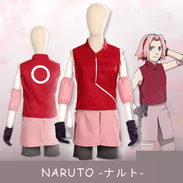 Anime Haruno Sakura Cosplay für Mädchen Frauen rosa Perücke Halloween-Kostüme