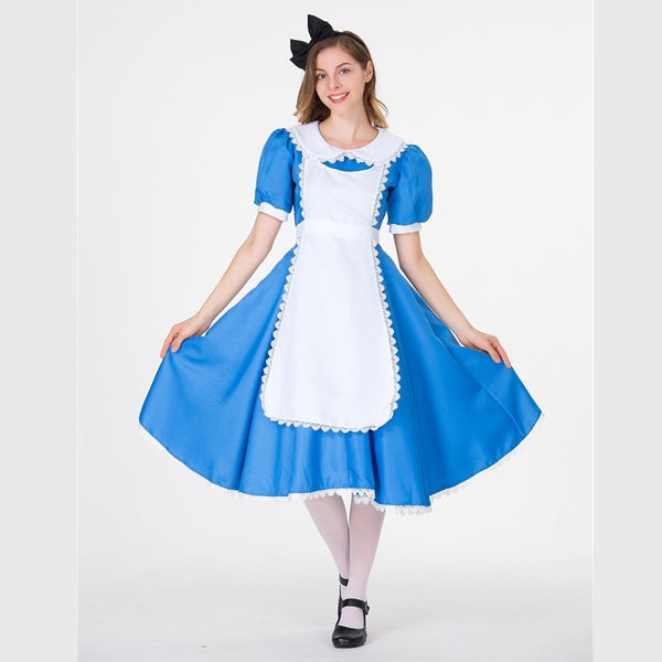 Halloween Anime Alice In Wonderland Blue Party Princess Queen Cosplay Costume Anime Sweet Lolita Sissy Maid Fancy Dress