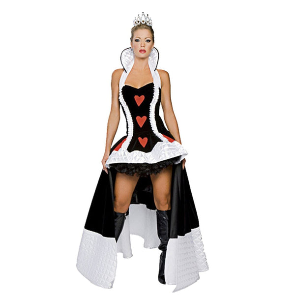Sexy Poker Queen of Hearts Fantasia Kostüm Halloween Maskerade Alice im Wunderland Prinzessin Karneval Party Cosplay Kleid