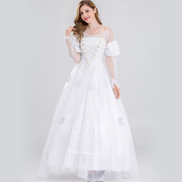 Alice in Wonderland white queen Cosplay princess dress original net white long dress Halloween costume dress