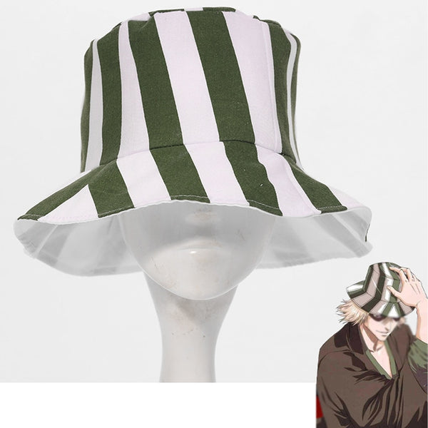 Anime Bleaches Uraharara Kisukeke Cosplay Hat Cap Bucket Hat Green White Striped Men Women Summer Cool Fashion Hat
