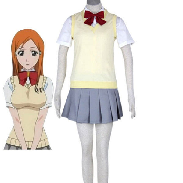 Anime Cos Bleaches Inoueue Orihimeme Karakurara High School Girl's Summer School Uniform Cosplay Costumes