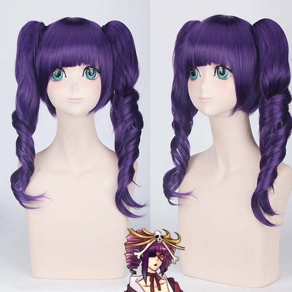 Bleaches Katenkyoukotsusu Cosplay Wig Purple Double Wavy Ponytails Heat Resistant Hair Halloween Costume Party Role Play wigs