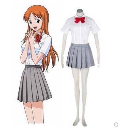 Bleaches Cosplay Japanese student sweet shirt+short skirt+bow Costume For Men/Women