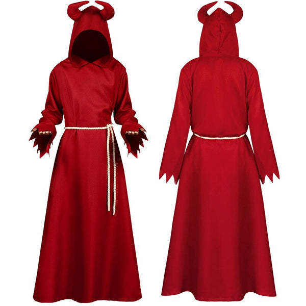 Halloween Carnival Bleaches Costume Monk Hooded Robes Cloak Cape Medieval Renaissance Costume Mantle Red Ghost Cosplay Costume