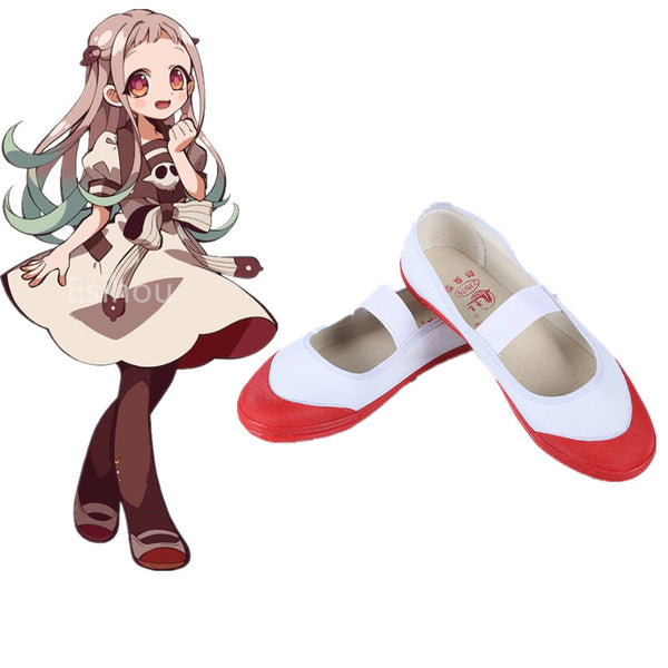 Japan Anime Toilets Boundnd Hanakoko kunun Nenene Yashiroro Shoes Cosplay Costumes Accessories Girl Dancing Canvas Shoes White Red Women