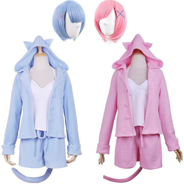 Re:Life in a different world from zero Cosplay Rem Ram Sexy Cat Ear Ver Costume Women Anime Re zero Cosplay Pajamas