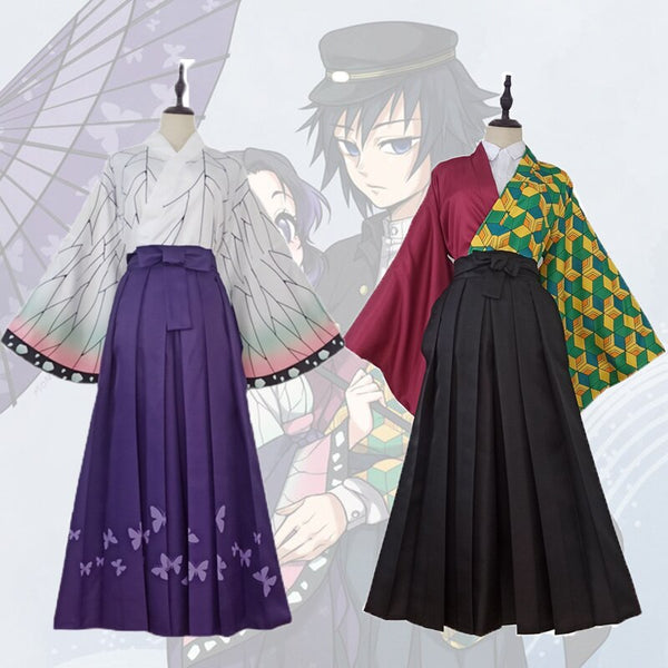 Demon cos Slayerer Kochouou Shinobubu Tomiokaka Giyuuyuu Kimono Full Set Wig Costume
