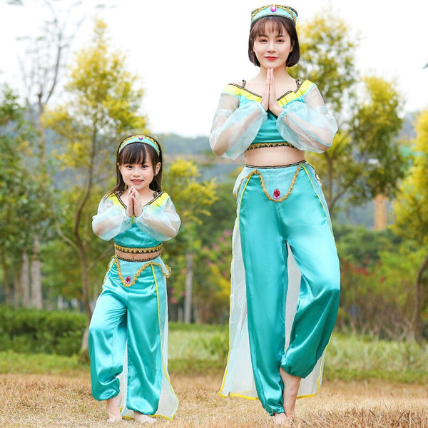 Children's Day Belly Dance Costume Aladdin Green Princess Cosplay Stage Costume Indian Dancer