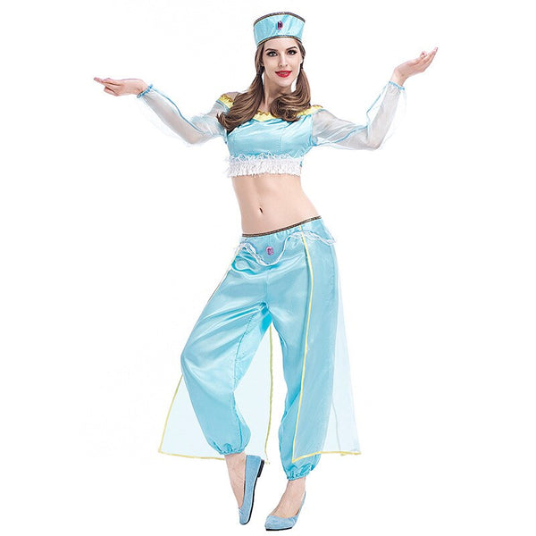 Female Halloween Jasmine Princess Costumes Women Aladdin Lamp Cosplay Carnival Purim Parade Role Play Party Belly Dance Dress