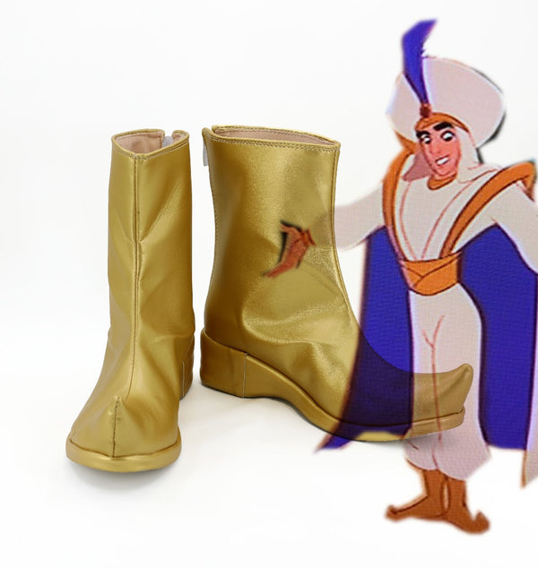 Aladdin Cosplay Boots Shoes For Halloween Costume Golden Color Boots