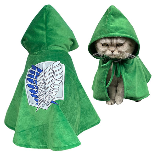 Attack oOn Titan Pet Dog Cat Cosplay Costumes Anime Cartoon Plush Cloak Cape
