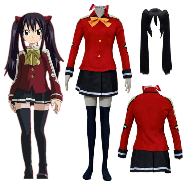 Anime Fairy Tail Wendy Marvell Cosplay Kostüm Halloween rotes Kleid Partykleidung