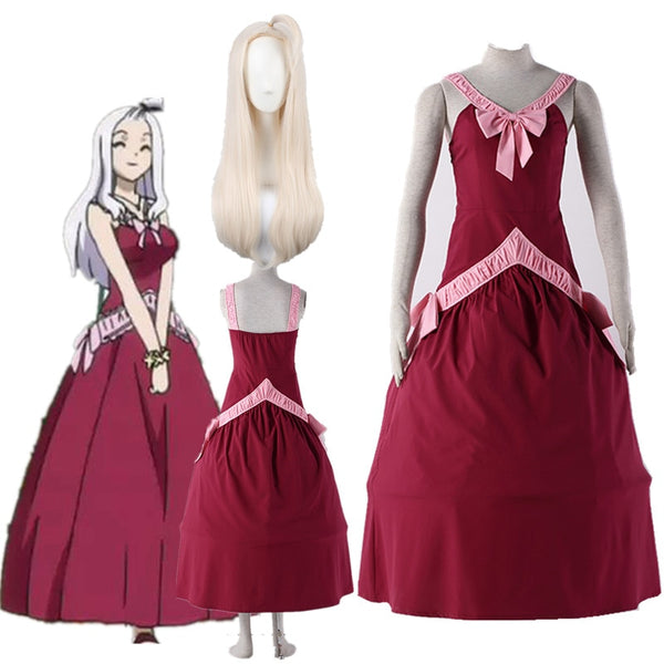 Anime Fairy Tail Mirajane Strauss Cosplay Rotes Kleid für weibliches Halloween-Kostüm