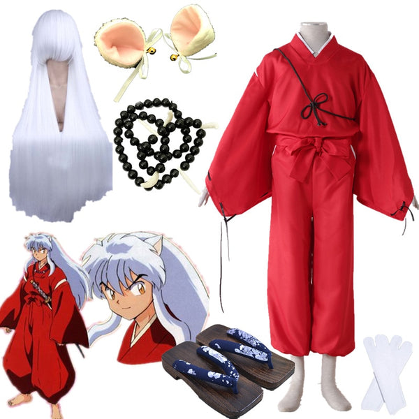 Anime Inuyasha Cosplay Kostüme Roter japanischer Kimono Männer Robe Halloween-Kostüm