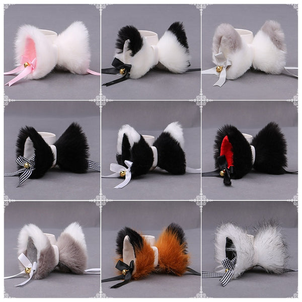 Kawaii Plush Ears Cosplay Headdress Cute Lolita Stereo Cat Ears Fox Ears Detachable Plush Hairpin fox Headdress Cosplay Props